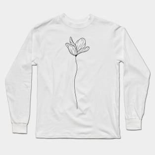 Blume Line Art Mohnblume Line Work Schlicht Long Sleeve T-Shirt